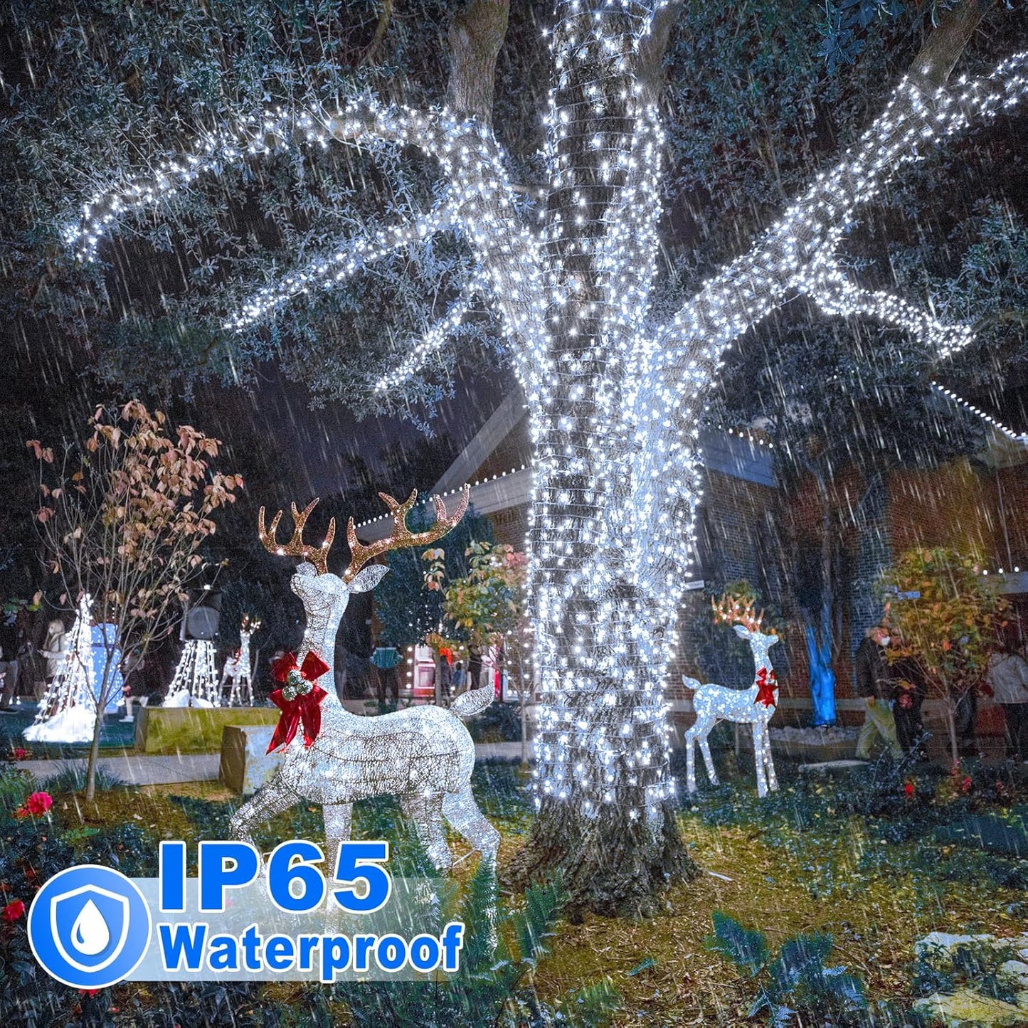 100FT 300 LED Christmas Lights Outdoor, White Christmas Tree Lights with 8 Modes Waterproof, Plug in Connectable String Twinkle Light Green Wire for Patio Yard Wedding Party Decorations