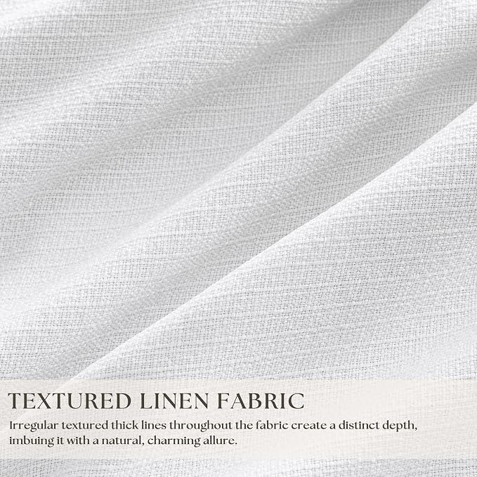 Snow White Pleated Linen 100% Blackout Curtains 90 Inches Long | Pinch Pleat - Image 3
