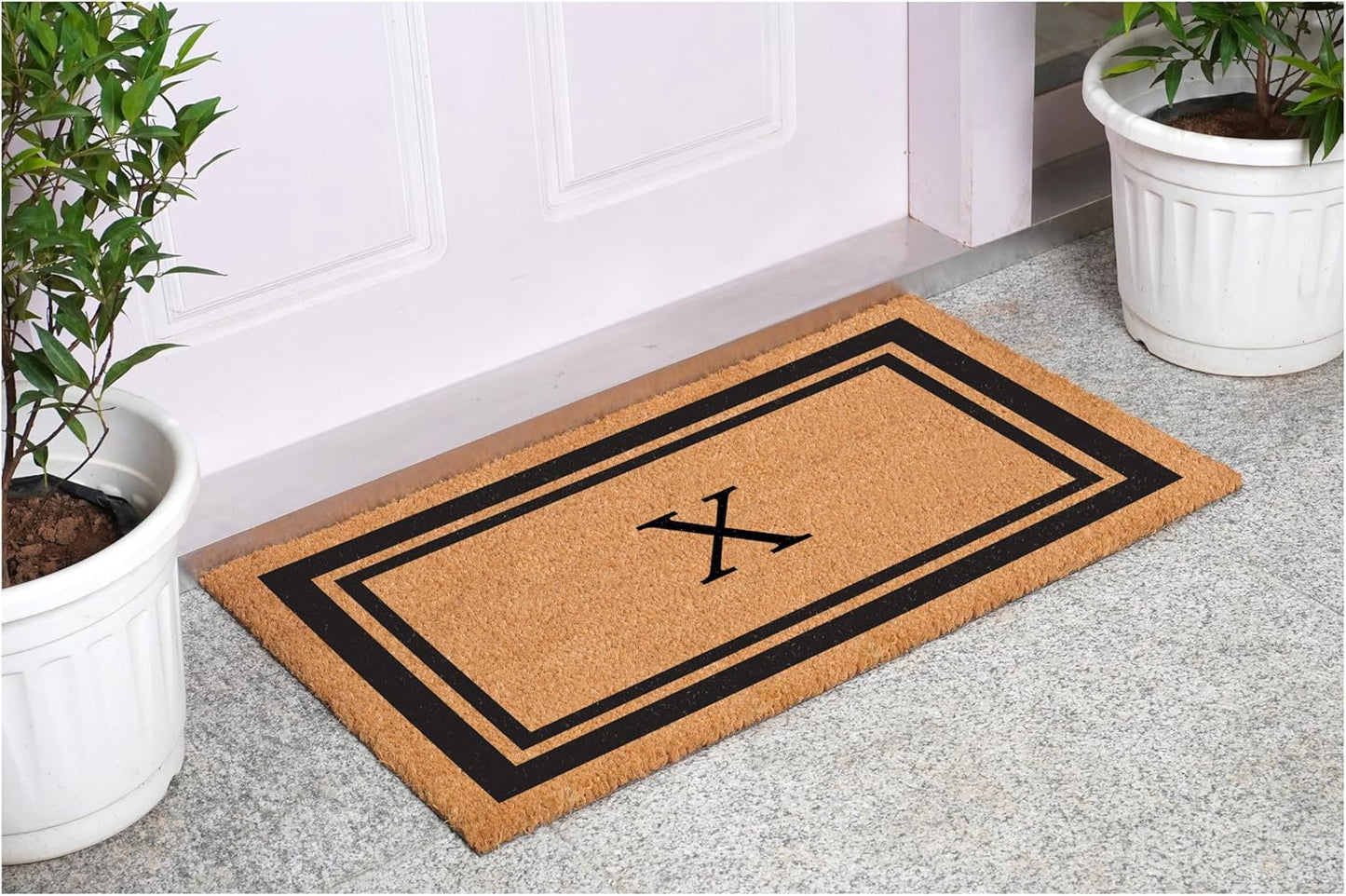 Calloway Mills 152961830X Black Border 18" x 30" Monogram Doormat, (Letter X)