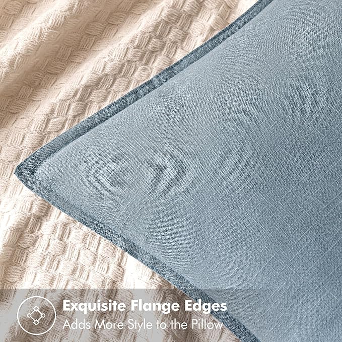 MIULEE Decorative Linen Lumbar Pillow Cover 12x20 Inch Blue Grey | Boho - Image 5