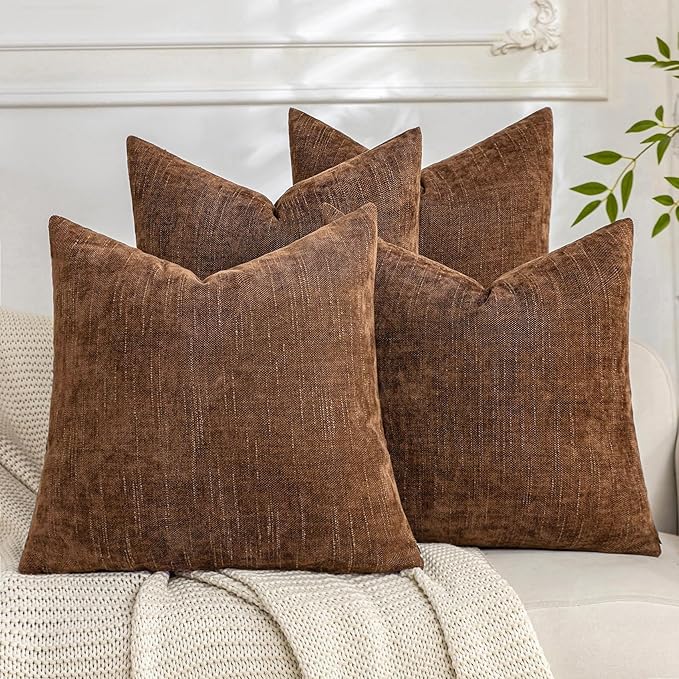 Set of 4 Soft Textured Decorative Throw Pillow Covers 16x16 Inch Cozy Farmhouse by Cozoomy