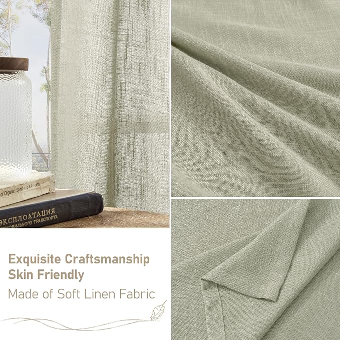 Linen Curtains for Living Room 84 Inch Length, Bronze Grommet Light Filtering - Image 7