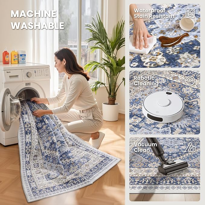 10x12 Area Rugs for Living Room, Large Washable Rug, Dining Room, Low Pile - Image 5