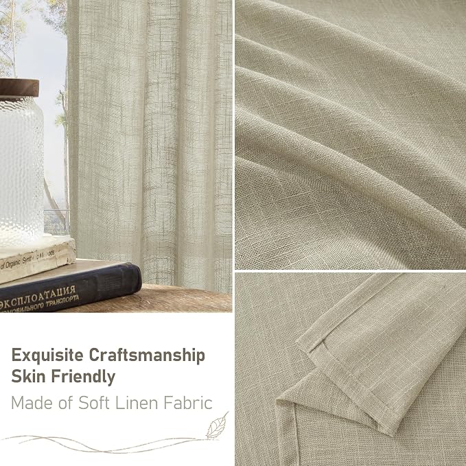 Oatmeal Semi Sheer Linen Curtains - Image 7