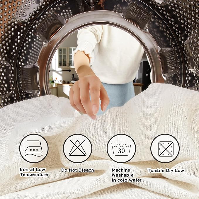 MYSKY HOME Country Curtains for Sliding Glass Door, Back Tab Semi Sheer Curtain - Image 9