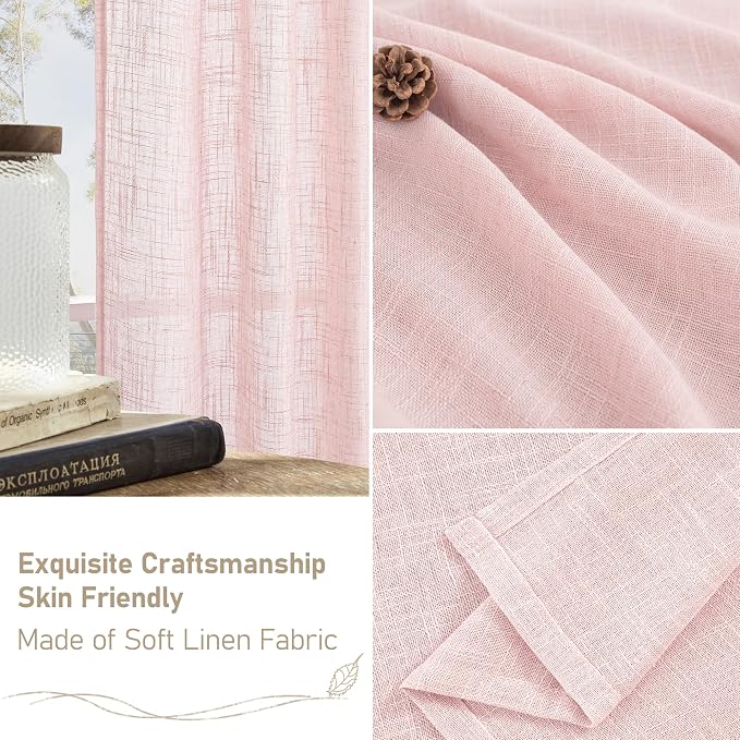 Pink Linen Curtains 54 Inch Length - Image 6