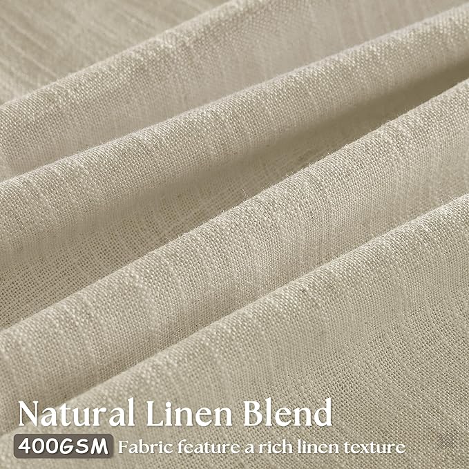 60 Inch Width 120 Inches Long Linen Pinch Pleat Curtains 1 Panel | Light - Image 2