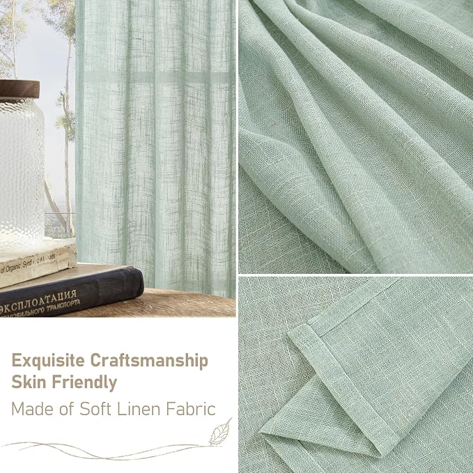 63 Inch Semi Sheer Linen Curtains - Image 6