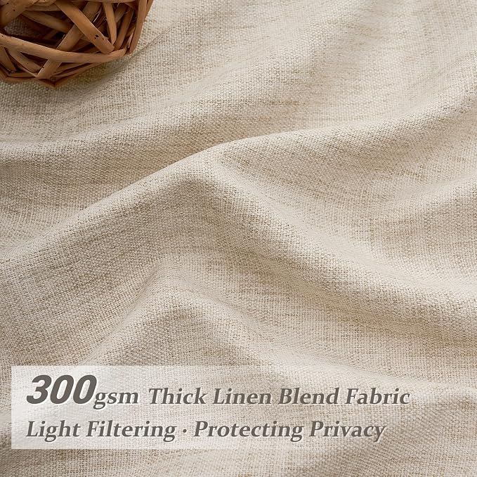 Natural Linen 60 Inch Wide Light Filtering Pleated Curtains 90 Inches Long - Image 2