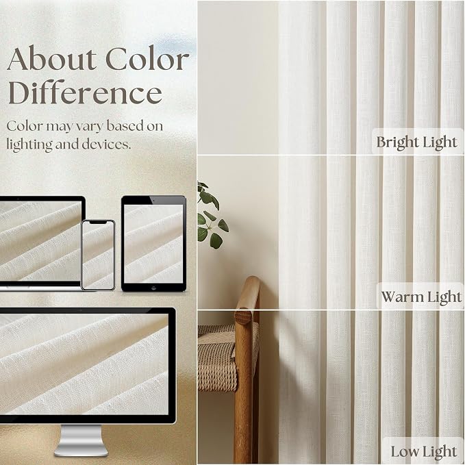 Natural Linen Pinch Pleated Curtains 120 Inches Long W40xL120 | Pleated Drapes - Image 4