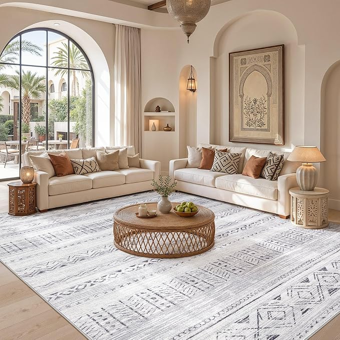 cotiled Boho 12x15 Area Rug for Living Room: Large Moroccan Washable Rug | - Image 5