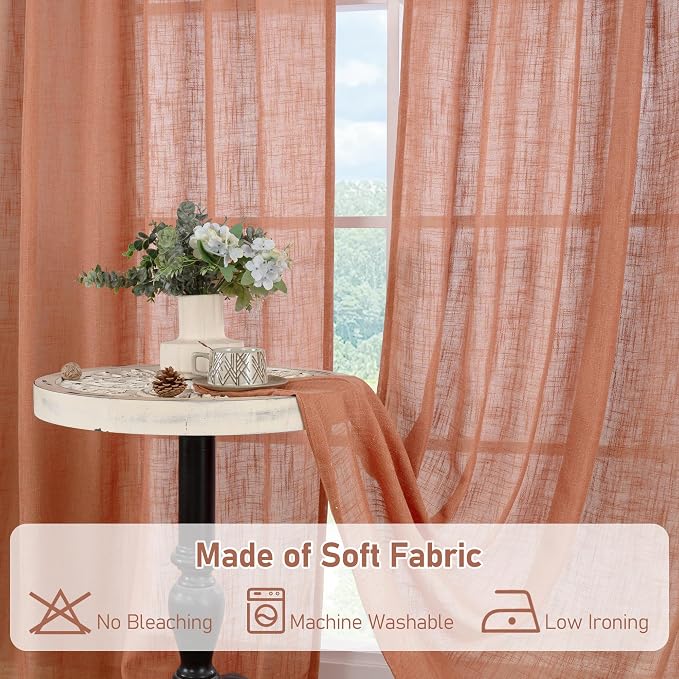 30 Inch Linen Kitchen Semi Sheer Curtains - Image 8