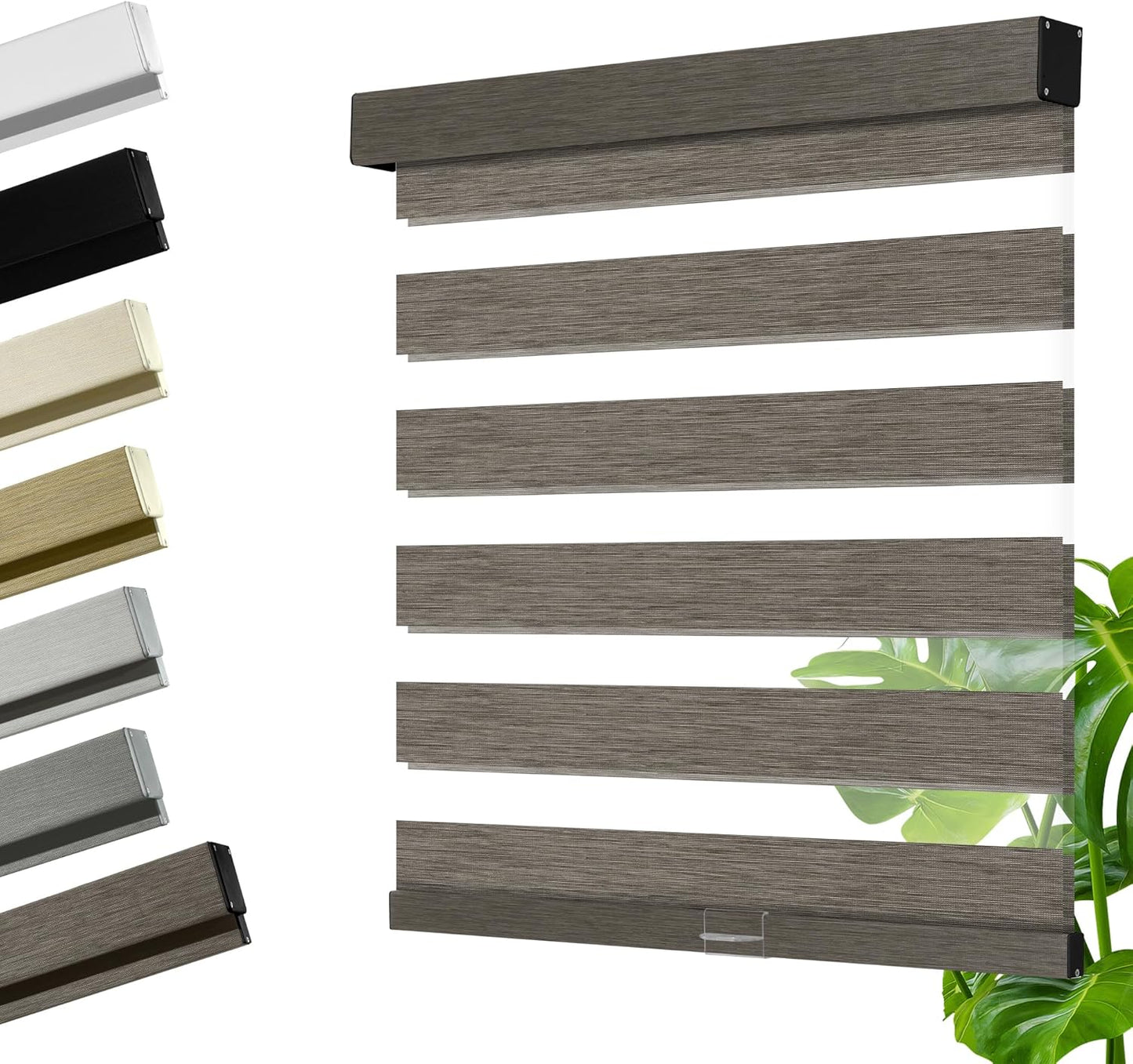 Cordless Zebra Blinds for Windows, Blackout Interior Blinds,Easy to Install,UV Protection,for Offices and Home,Custom Roller Shades, Mousse Dark Bown,14" W x 80" H