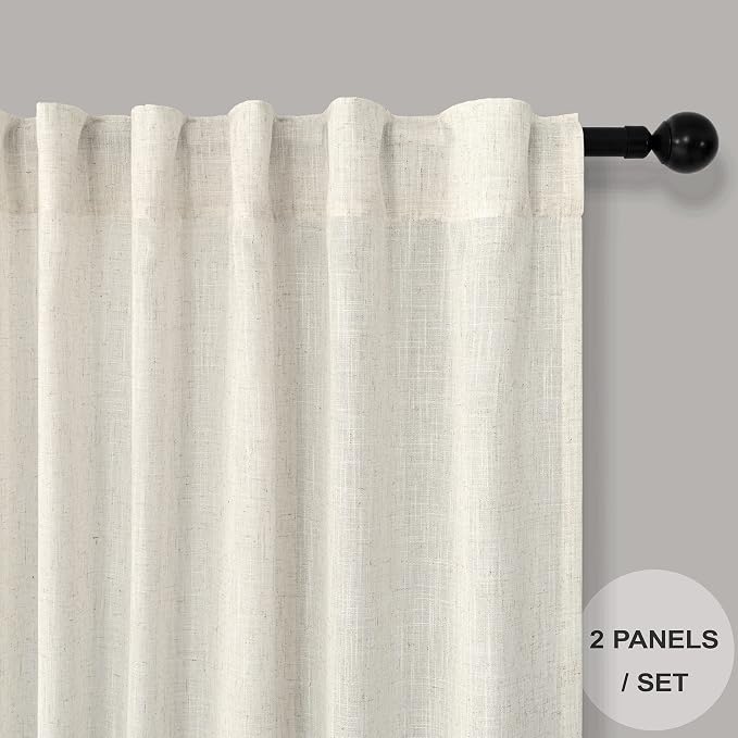 Pitalk Cream Curtains 80 Inch Length - Image 2