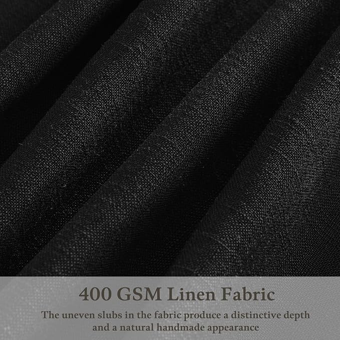 Black Linen Pleat Light Filtering Memory Shape Train Curtains 84 Inch Long | - Image 3