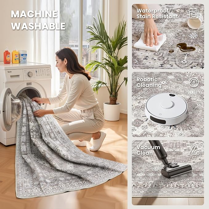 9x12 Area Rugs for Living Room, Large Washable Rug, Dining Room, Low Pile - Image 5