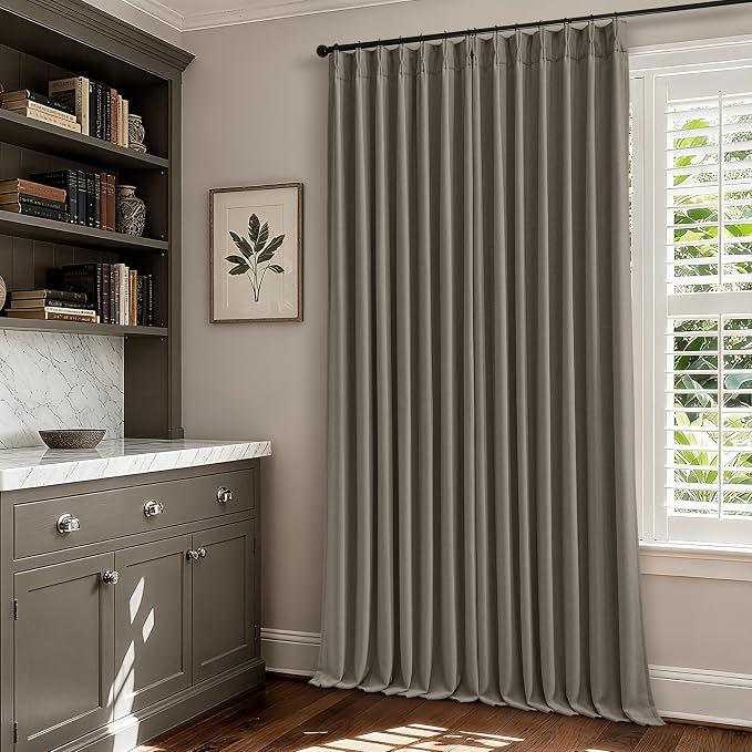 Flax Taupe Pinch Pleated Blackout Curtains 102 Inches Long - Image 9