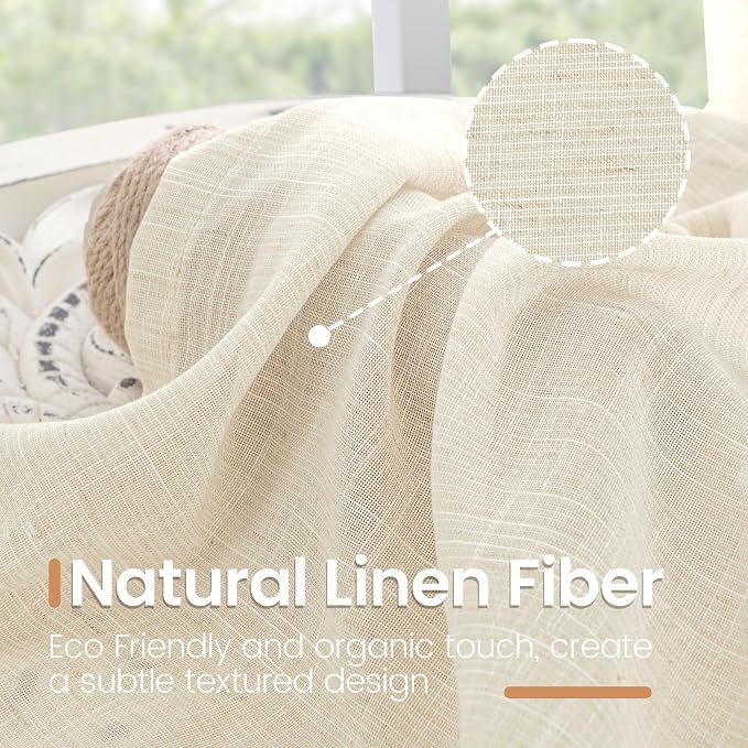 BGment Short Linen Curtains 36 Inch Length - Image 3