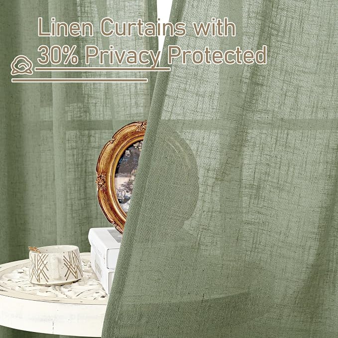 Sage Green Linen Curtains 78 Inches - Image 5