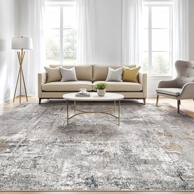 LOONGRUG 10x12 Area Rug Washable Large Neutral Modern Living Room Rug | - Image 5