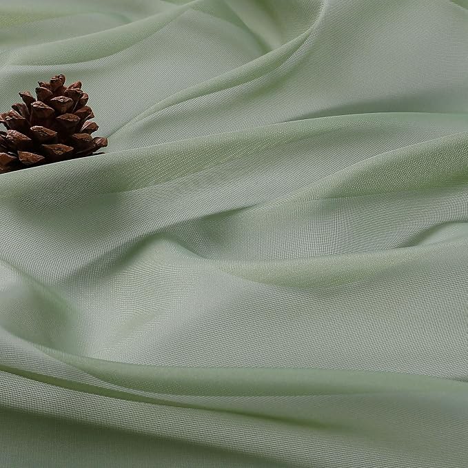 Sage Green Sheer Curtains 72 Inches Long 2 Panels Set, Light Filtering Sheer - Image 4
