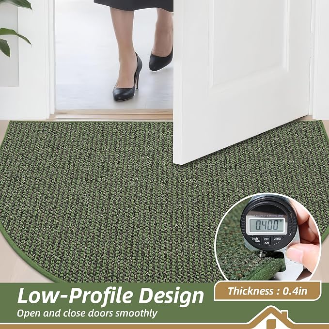 BEQHAUSE Dirt Trapper Door Mat 17" x 30" Half Circle Non Slip Rugs, Absorbent - Image 5