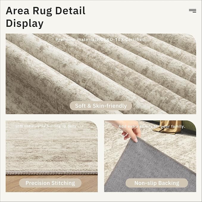 Soalmost Washable 3x12 Hallway Runner Rug Non-Slip Kitchen Entry Rugs Beige | - Image 6