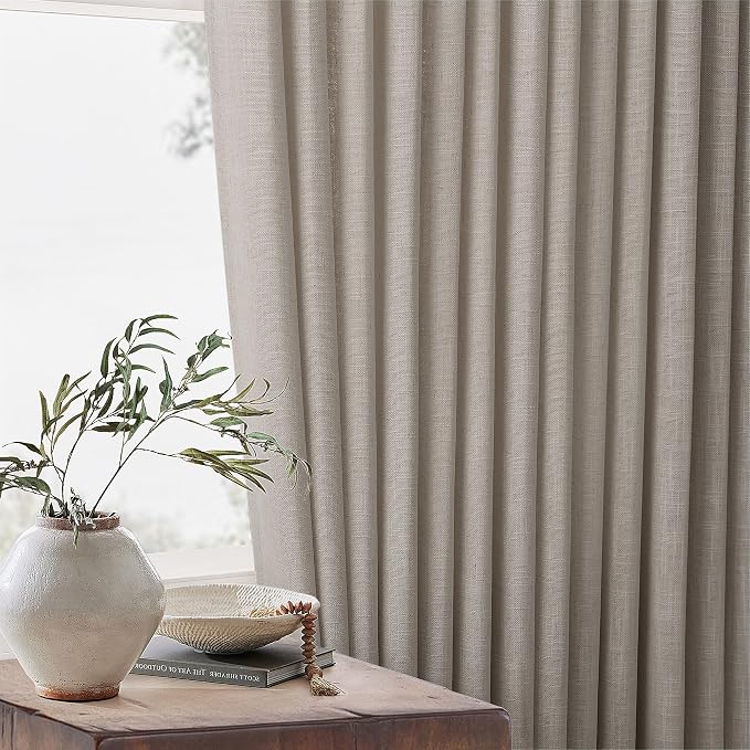 Burlywood Birch Pinch Pleated Thick Linen Curtains 108 Inches Long | 400GSM - Image 8