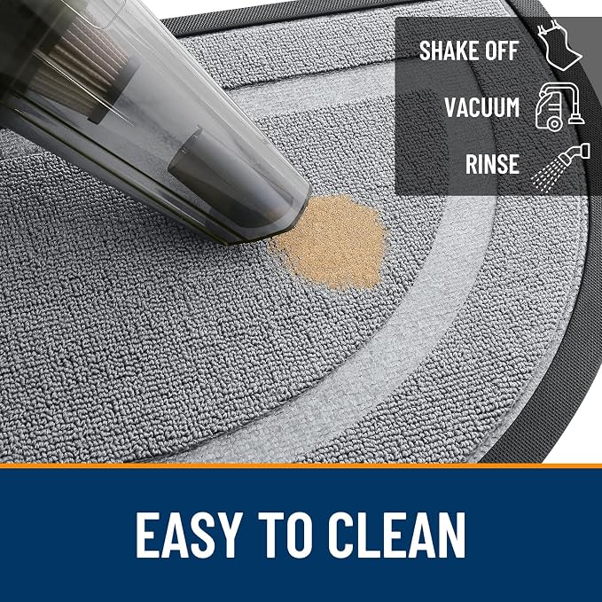 OLANLY Half Circle Front Door Mat Outside 35x23 All-Season Rubber Doormat | Ash - Image 5