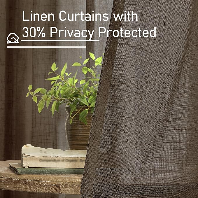Dark Brown Sheer Linen Curtains - Image 6