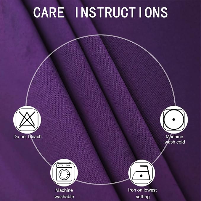 Purple Blackout Curtains 66 x 63 Inch Length/Set of 2 Curtain Panels/Thermal - Image 4