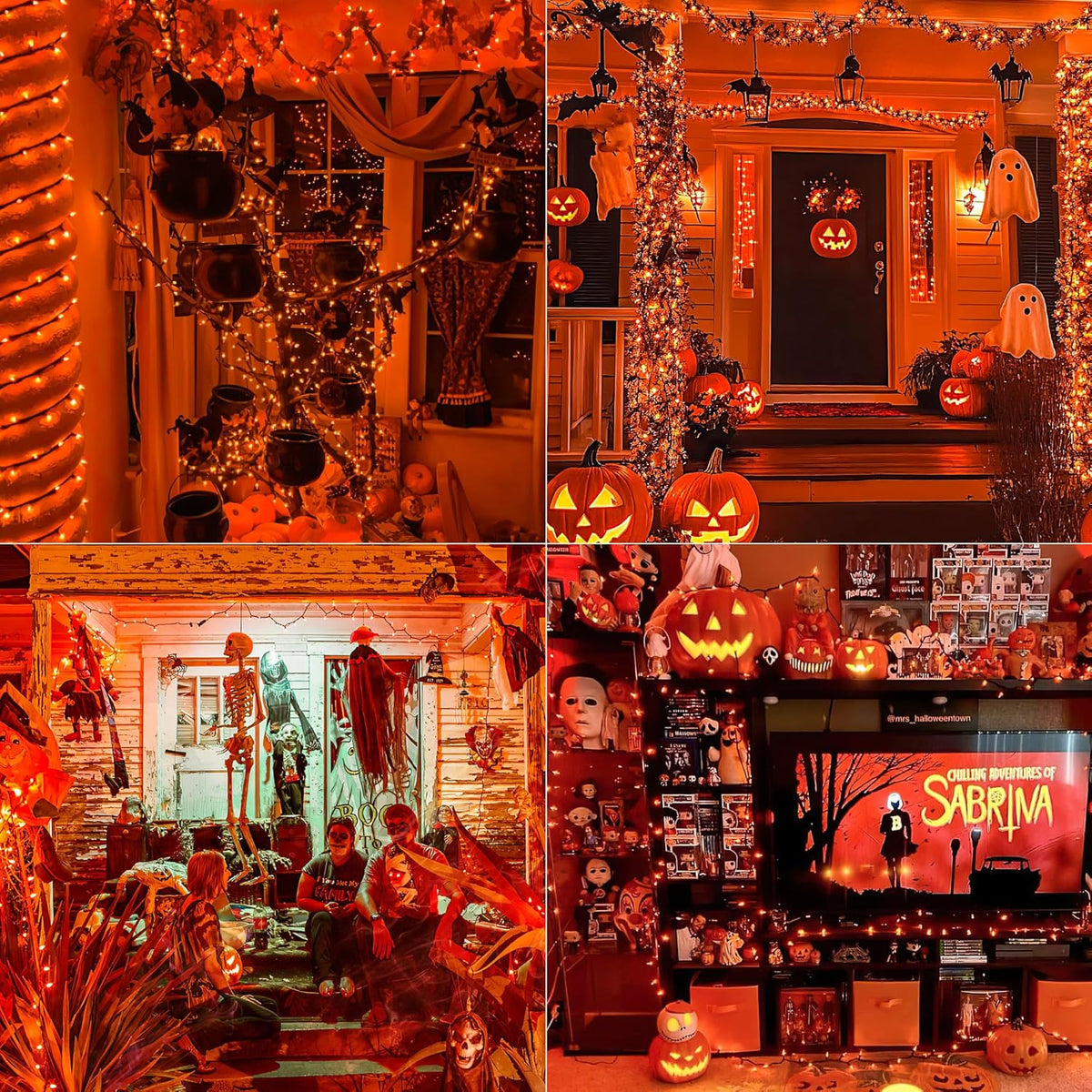 YOUNGAR Orange Halloween & Christmas Lights - 13FT, 50 UL Approved, Incandescent Mini Lights with Brown Wire, Plug in for Indoor & Outdoor Tree, Patio, Garden Xmas Decor
