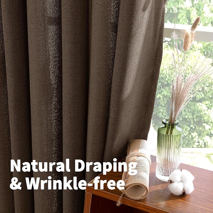 YoungsTex Brown Linen Curtains 45 Inches Length - Image 6