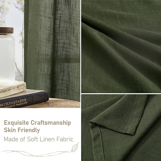 Olive Green Linen Curtains 90 Inch - Image 6