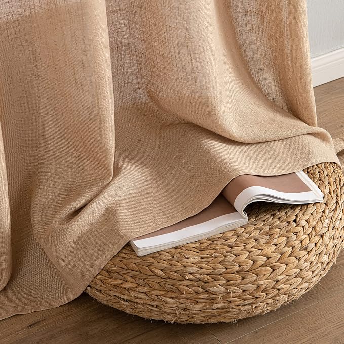 MIULEE Brown Linen Curtains 52x84 Inch - Image 7