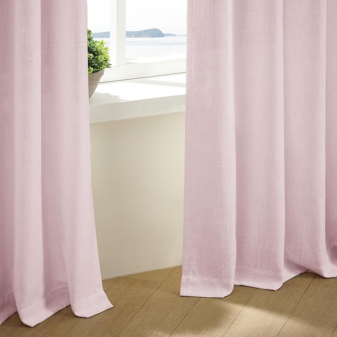 Light Pink Linen Pinch Pleat Curtains 102 Inch Length 2 Panels Set 40x102 | - Image 6