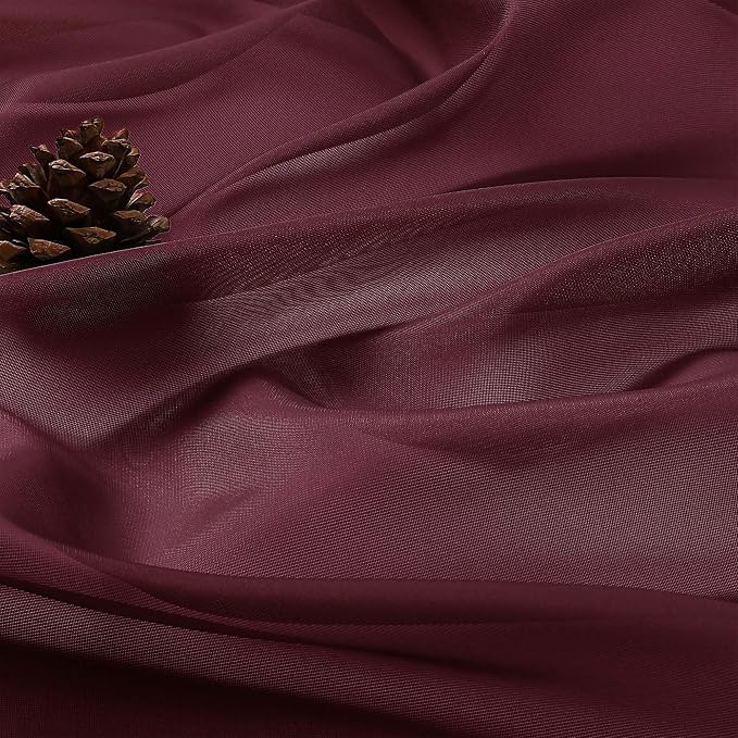 Wine Sheer Curtains 120 Inches Long 2 Panels Set, 59 Inch Extra Wide Soft Airy - Image 5