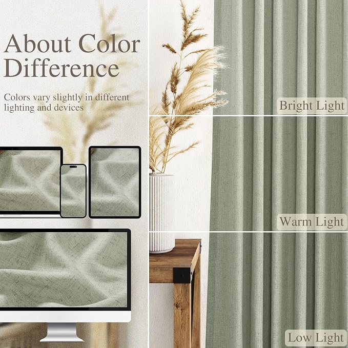 Extra Long Sage Green Curtain 2 Panels 108 inches Long - Image 4