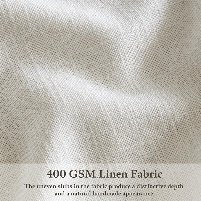 Pinch Pleated Thick Linen Light Filtering Ivory Curtains 86 Inches Length | - Image 3