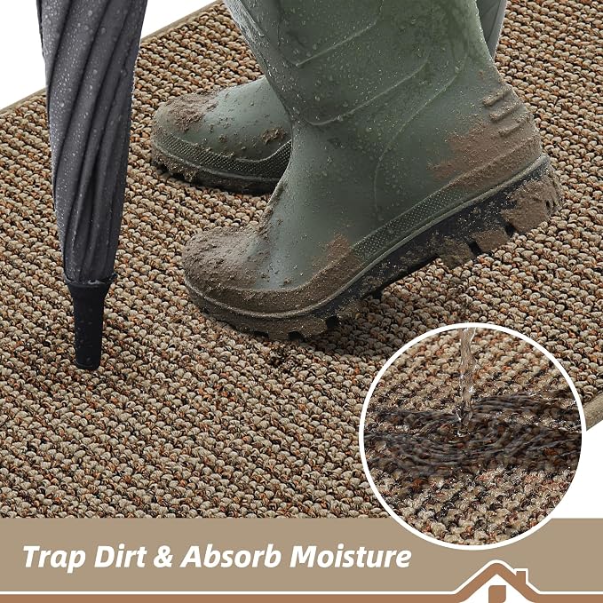BEQHAUSE Dirt Trapper Door Mat 20" x 32", Non-Slip Washable Doormats, Low - Image 3