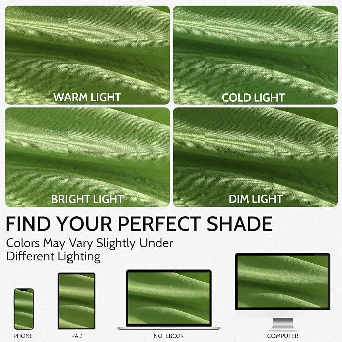 Lime Green Linen Blend Light Filtering Back Tab Curtains 102 Inches Long - Image 4
