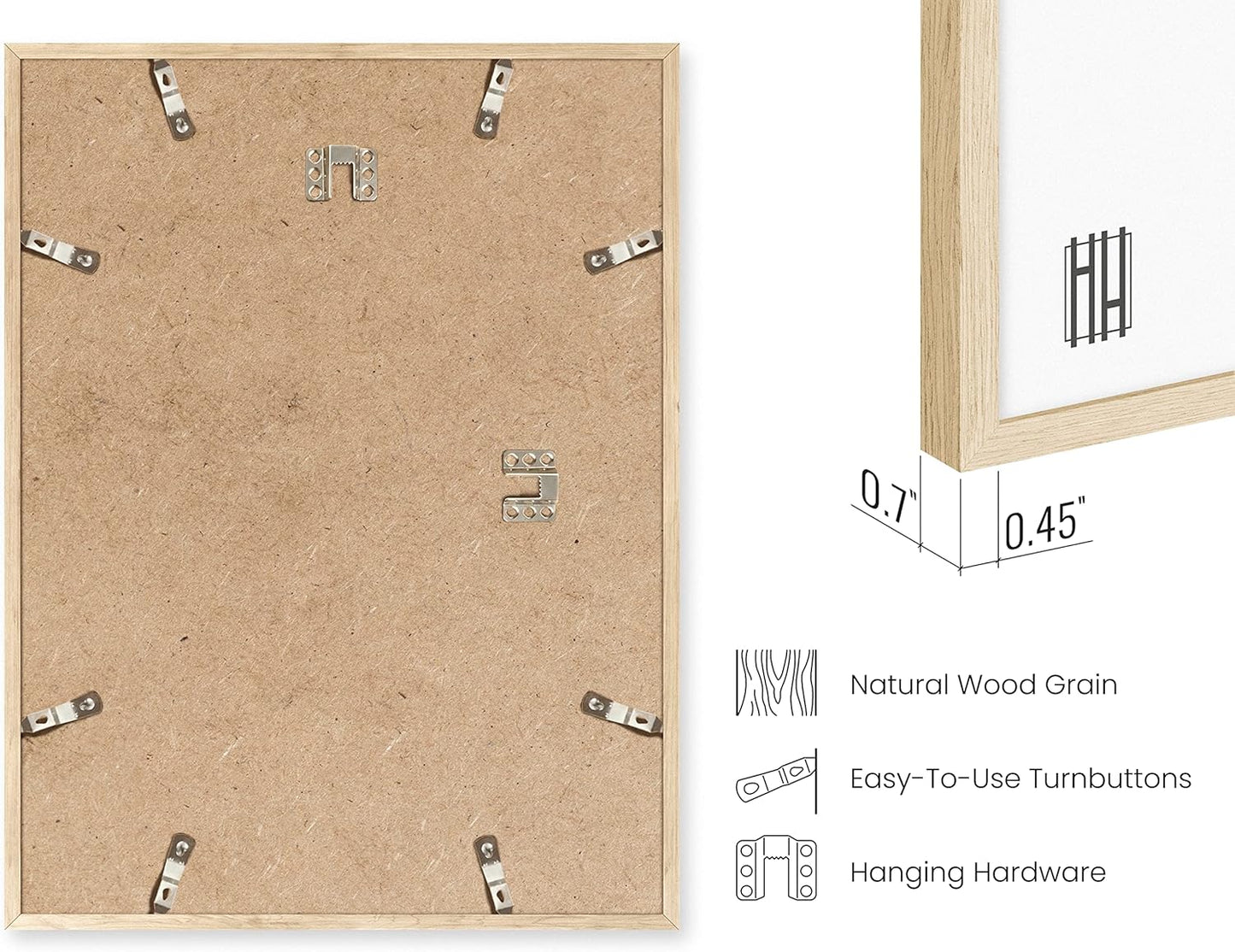HAUS AND HUES Picture Frame, Beige Oak Wood, 11x14 inches, 3 Pack