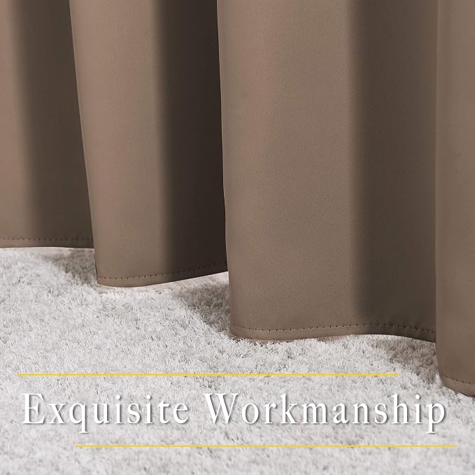 NICETOWN Cappuccino Blackout Bedroom Curtains 96 inches Long, Grommet Thermal - Image 6