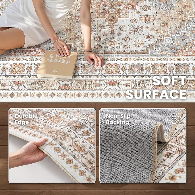 4x10 Runner Rug Non Slip, Washable Hallway Runner Rug, Nursery Room, Soft - Image 7
