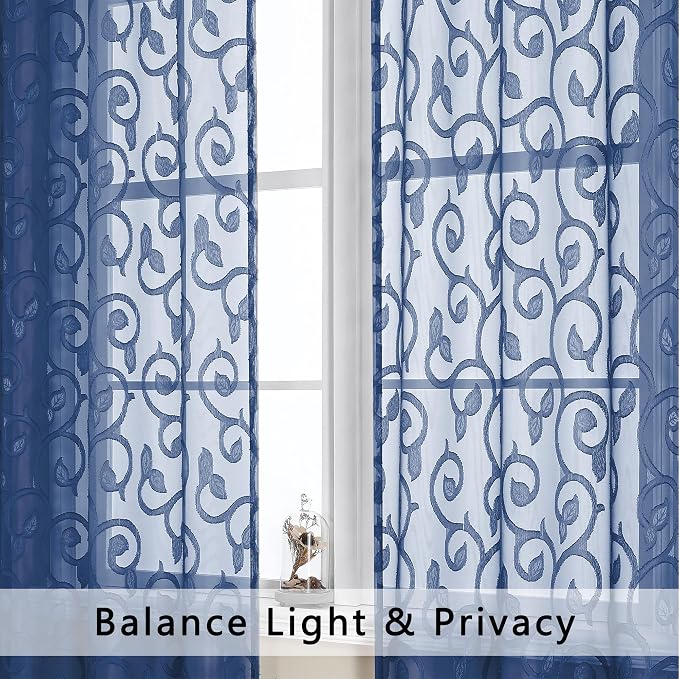 Furman Cafe Curtains 36 Inch Length 2 Panels Set, Elegant Geometric Jacquard - Image 5