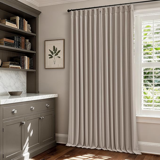 Burlywood Birch Linen Pinch Pleated Blackout Bedroom Curtains 84 Inch Long | - Image 8