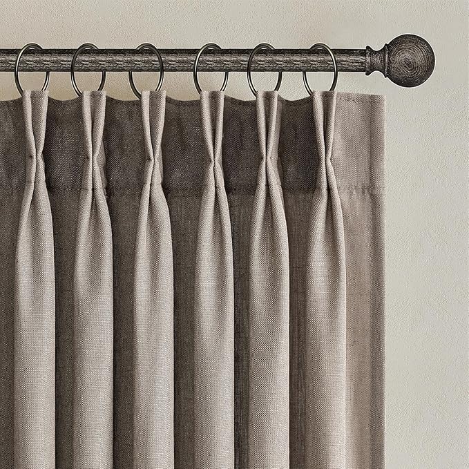 Topfinel Pinch Pleated Linen Curtains 108 Inches Long by Topfinel