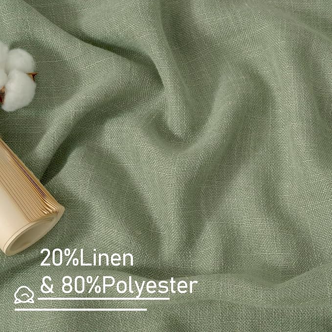 Sage Green Linen Curtains 63 Inch - Image 2