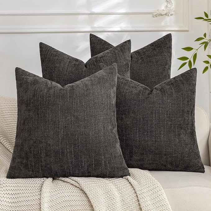 Set of 4 Soft Textured Decorative Throw Pillow Covers 20x20 Inch Cozy Farmhouse by Cozoomy