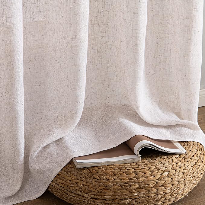 MIULEE Natural White Linen Curtains 86 Inch Long - Image 7